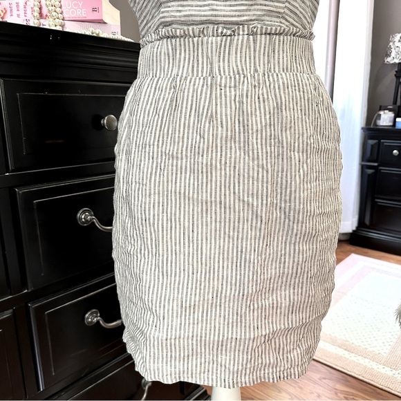 GREYLIN Linen Blend Mini Dress XS Gray White Stripe Open Back - Picture 6 of 16